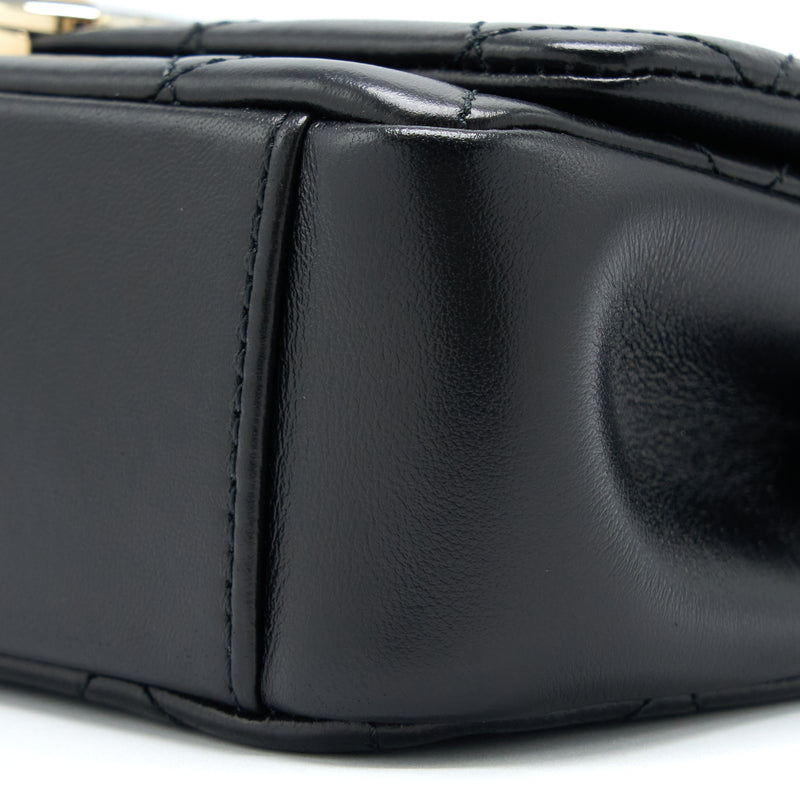 Chanel Enamel CC Logo Quilted Rectangular Flap Bag Lambskin Black LGHW