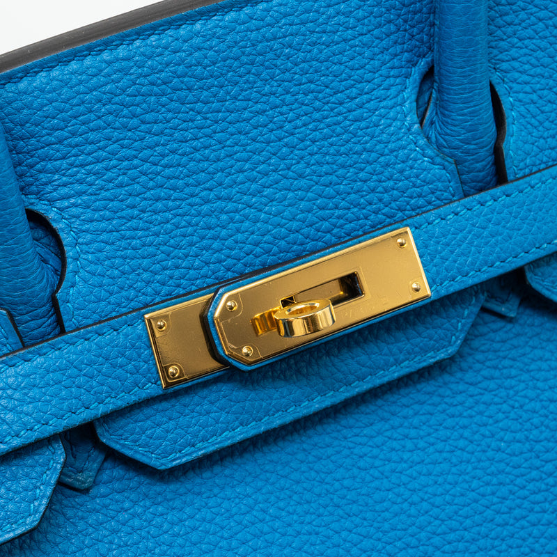 Hermes birkin 30 togo blue Zanzibar GHW stamp A