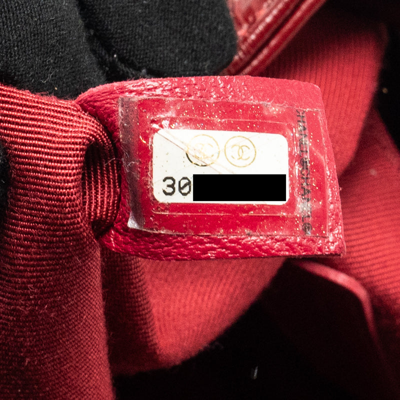 Chanel CC Drawstring Mini Bucket Bag Shiny Aged Calfskin Red GHW