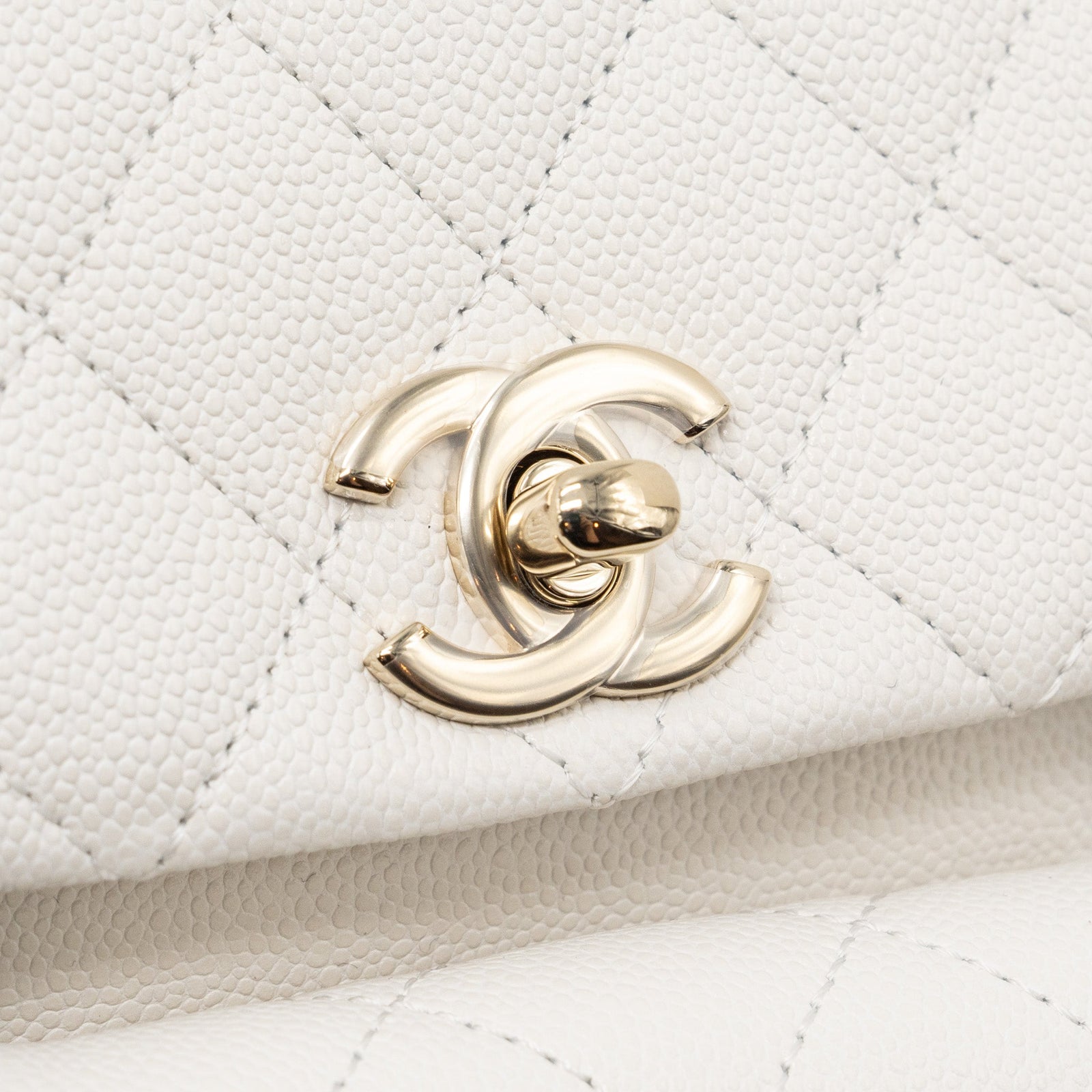 Chanel 23k Triple Pocket Mini Backpack Caviar White LGHW(Microchip)