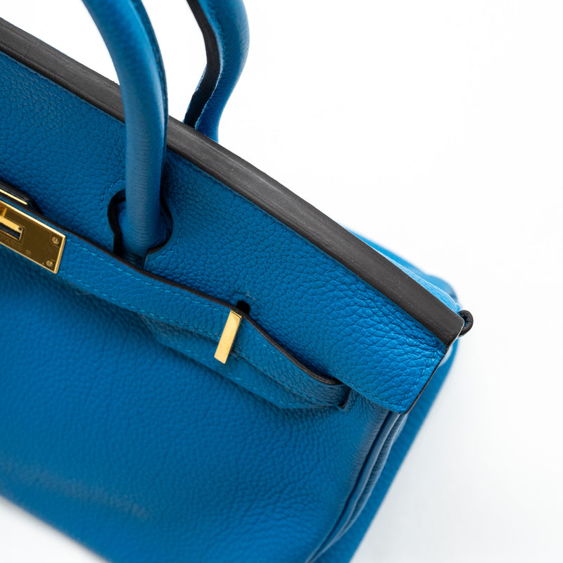 Hermes birkin 30 togo blue Zanzibar GHW stamp A