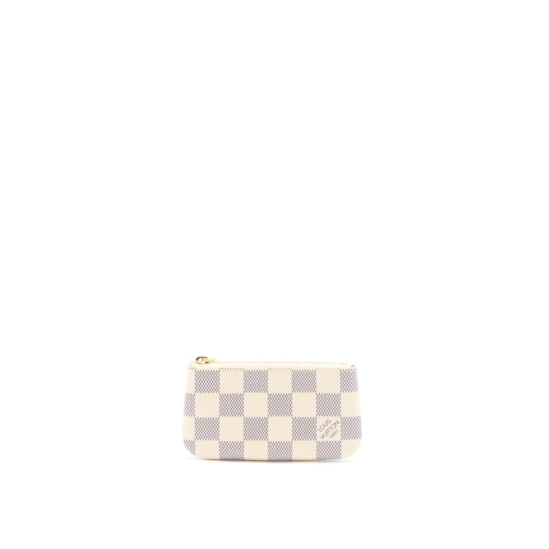 Pre-owned Key Pouch Damier Azur White/blue