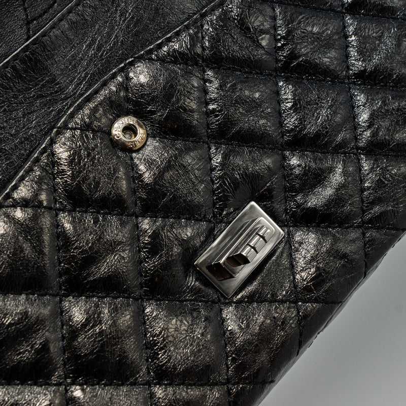 Chanel 2.55 226 Reissue Double Flap Bag Grained Calfskin Black SHW