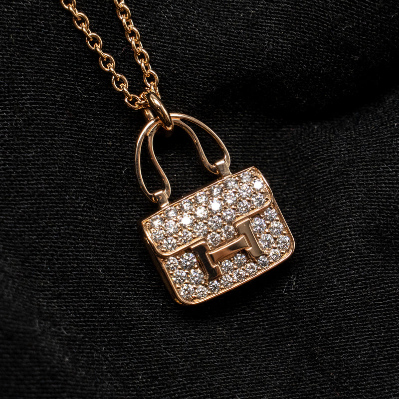 Hermes Amulette Constance Pendant Rose Gold, Diamonds