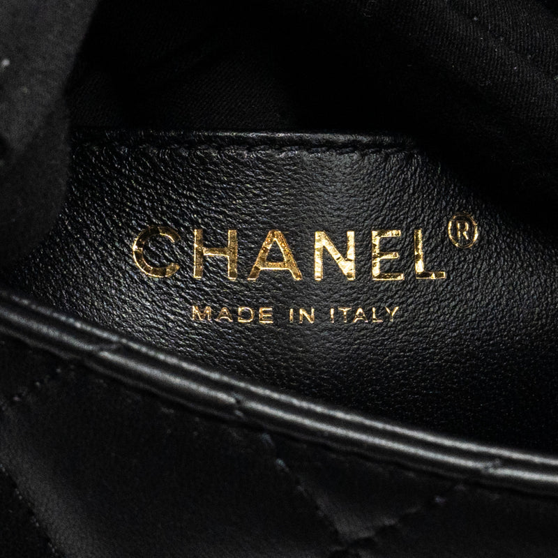 Chanel 24s Top Handle Mini Flap Bag Lambskin Black GHW (microchip)