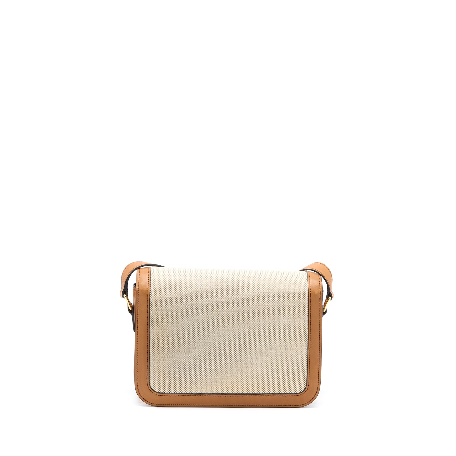 Celine Triomphe Bag Textile Calfskin White Tan GHW