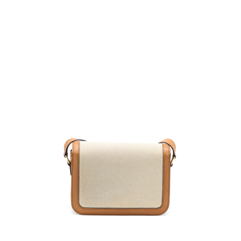 LOCK TOILETRY POUCH IN TRIOMPHE CANVAS AND CALFSKIN - TAN