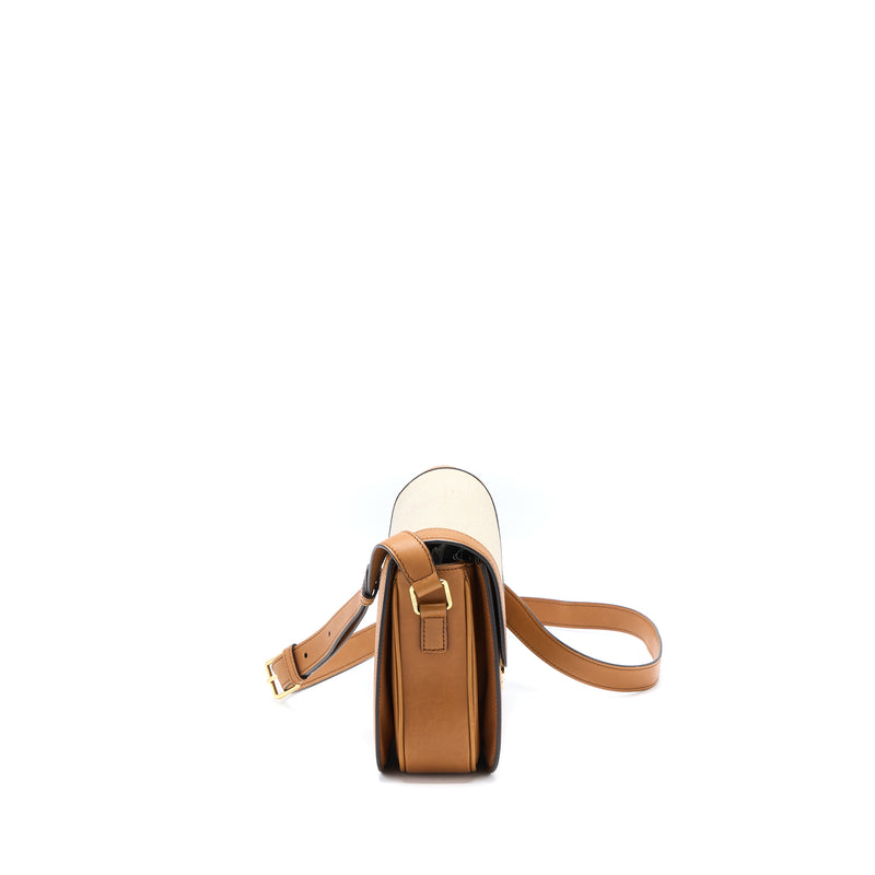 Celine Drawstring Bag Small Triomphe Tan in Coated Canvas/Calfskin with  Gold-tone - US