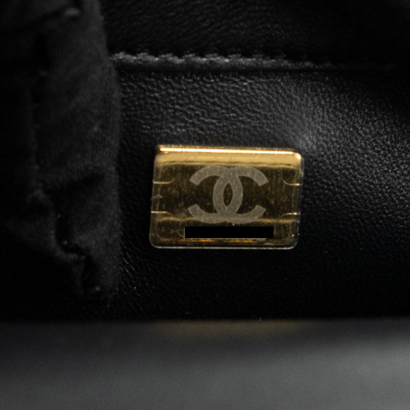 Chanel 24s Top Handle Mini Flap Bag Lambskin Black GHW (microchip)