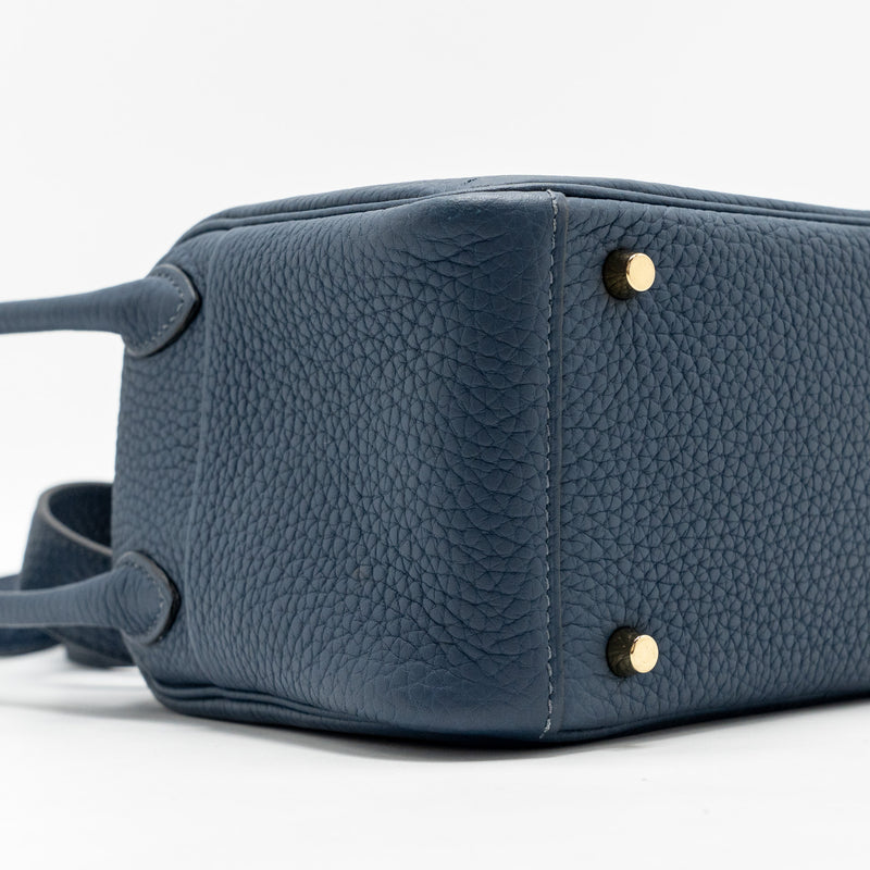 Hermes Mini Lindy Clemence Bleu De Prusse GHW Stamp W