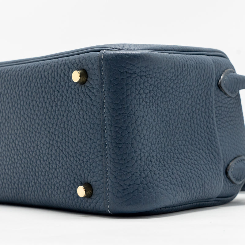 Hermes Mini Lindy Clemence Bleu De Prusse GHW Stamp W