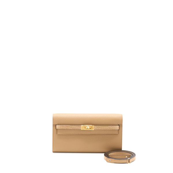 Hermes Kelly To Go Touch Alligator/Epsom Chai GHW Stamp U