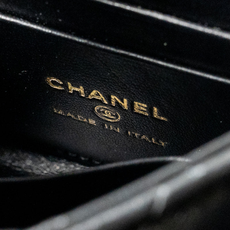 Chanel Detailed Top Handle Mini Clutch with Chain Lambskin Black LGHW (Microchip)