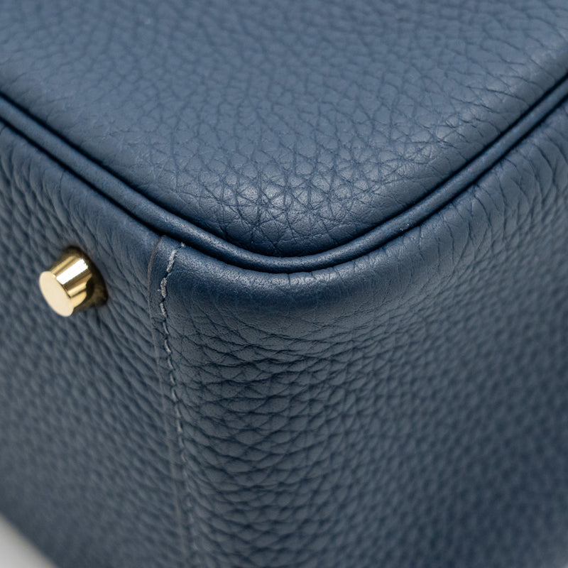 Hermes Mini Lindy Clemence Bleu De Prusse GHW Stamp W