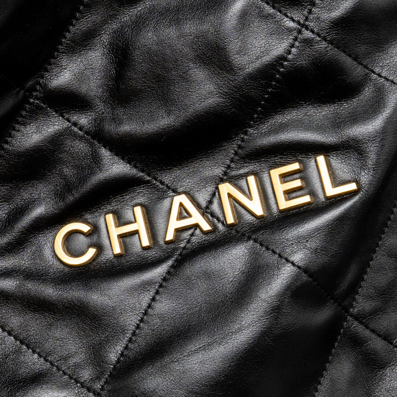 Chanel Small 22 Bag Shiny Calfskin Black GHW (Microchip)