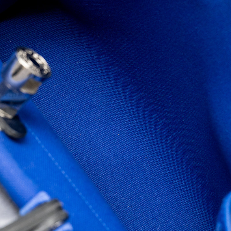 Hermes Herbag 31 Zip Bag Canvas/Hunter Leather Bleu Electrique/Bleu Indigo SHW Stamp A