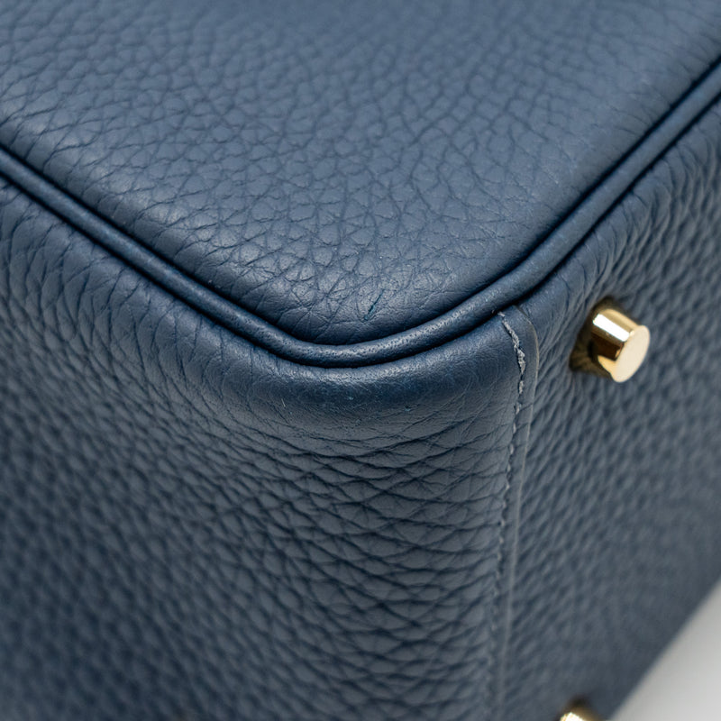 Hermes Mini Lindy Clemence Bleu De Prusse GHW Stamp W