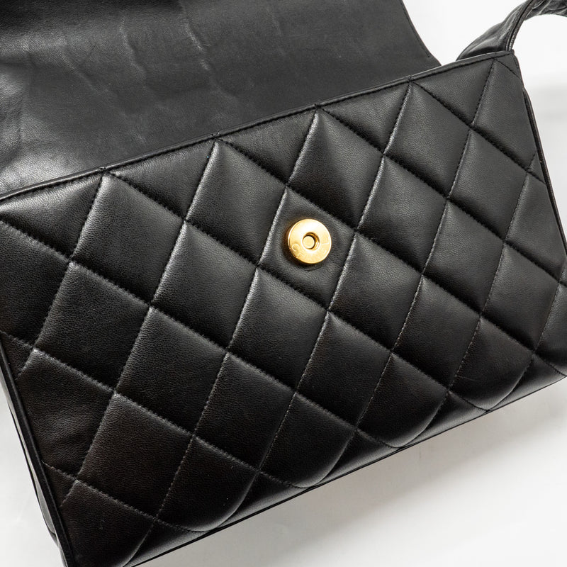 Chanel Vintage Quilted CC Flap Bag Lambskin Black GHW