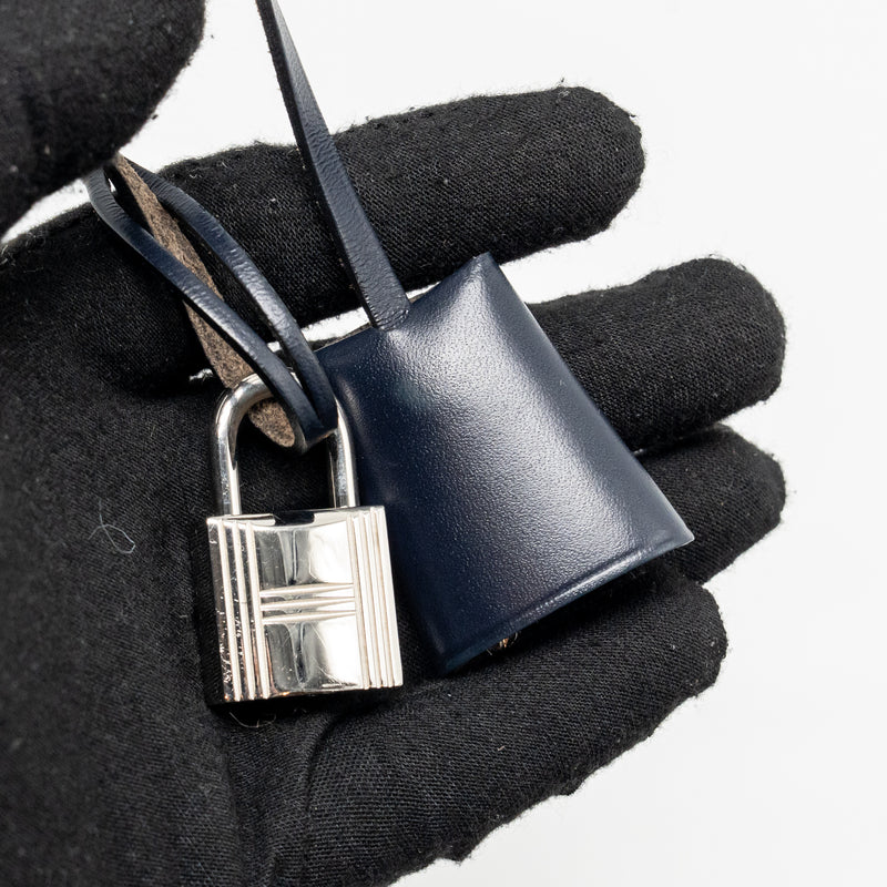 Hermes Herbag 31 Zip Bag Canvas/Hunter Leather Bleu Electrique/Bleu Indigo SHW Stamp A