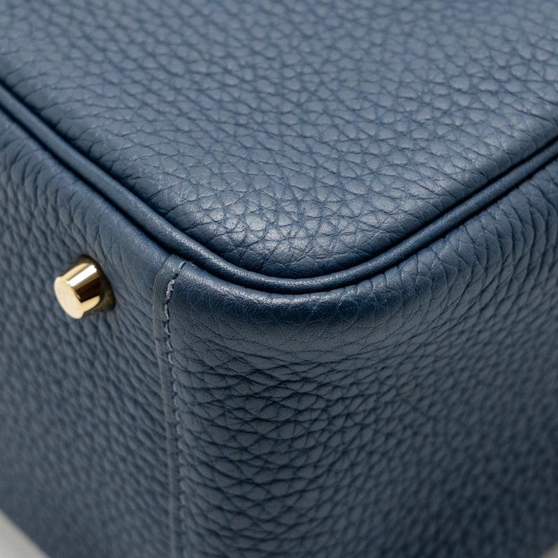 Hermes Mini Lindy Clemence Bleu De Prusse GHW Stamp W