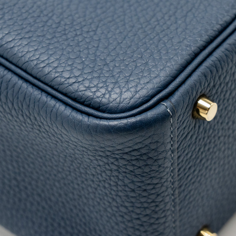 Hermes Mini Lindy Clemence Bleu De Prusse GHW Stamp W