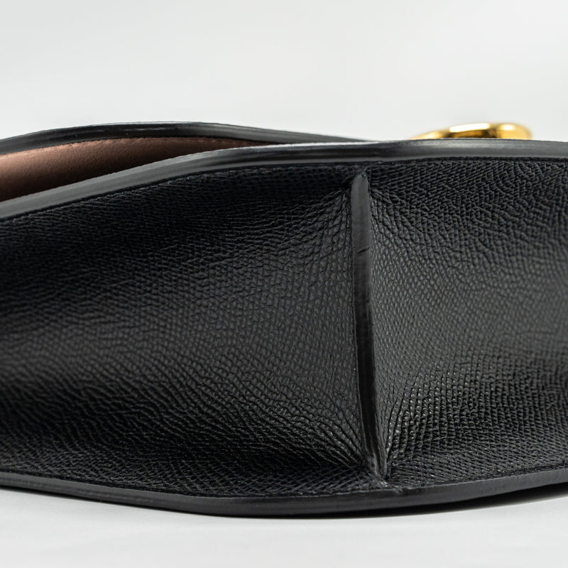 Salvatore Ferragamo Gancini Rounded Flap Bag Calfskin Black GHW
