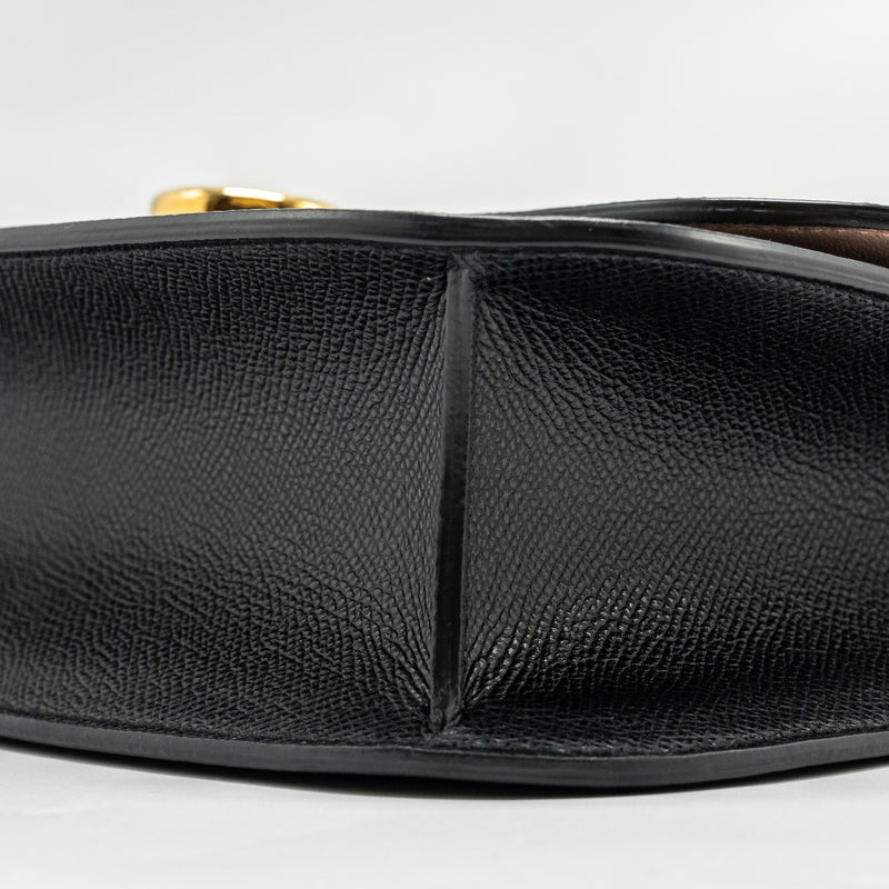 Salvatore Ferragamo Gancini Rounded Flap Bag Calfskin Black GHW