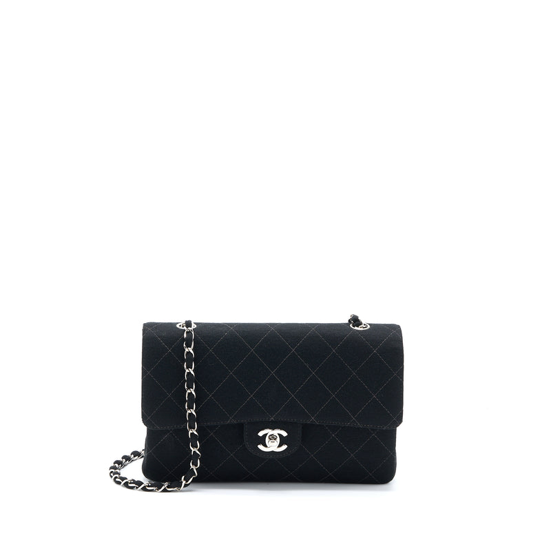 Chanel Vintage Medium Single Flap Bag Fabric Black SHW