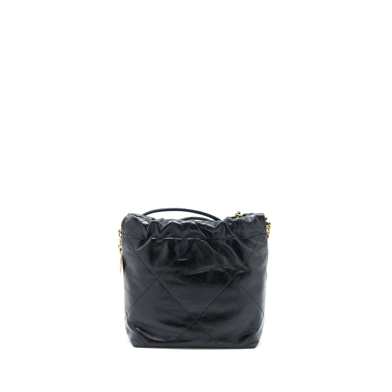Chanel 23S Mini 22 Bag with Pearl Shiny Calfskin Black GHW (Microchip)