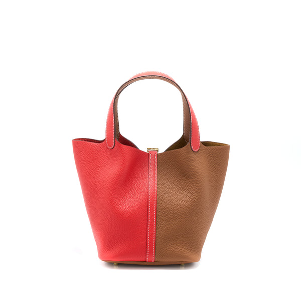 Hermes Picotin 22 Lock Bag Clemence Rouge De Coeur/Gold GHW Stamp Y