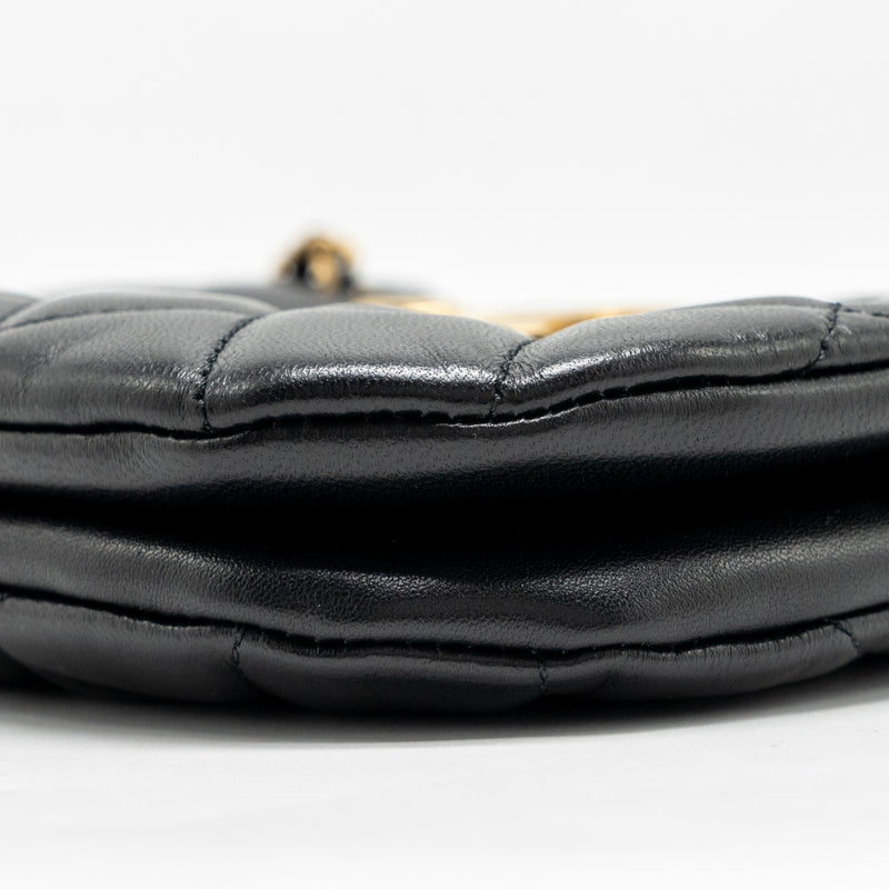 Chanel 24C Quilted Small Messenger Bag Black Lambskin GHW (Microchip)