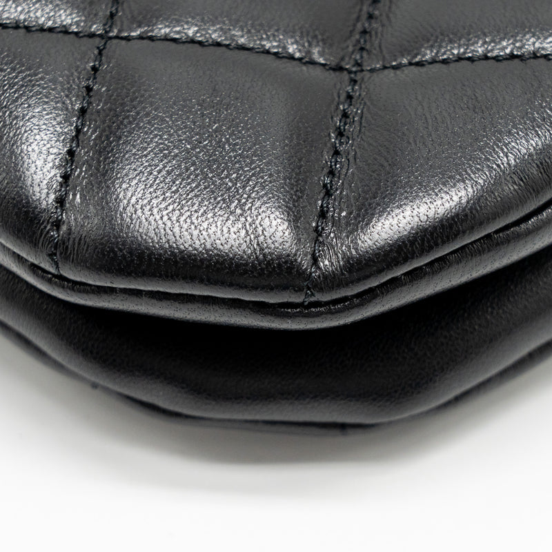 Chanel 24C Quilted Small Messenger Bag Black Lambskin GHW (Microchip)