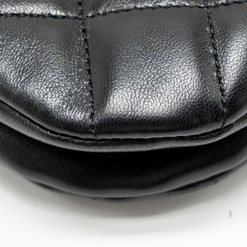 Chanel 24C Quilted Small Messenger Bag Black Lambskin GHW (Microchip)