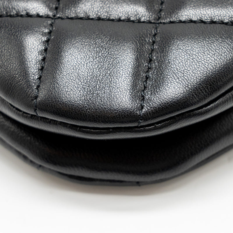 Chanel 24C Quilted Small Messenger Bag Black Lambskin GHW (Microchip)