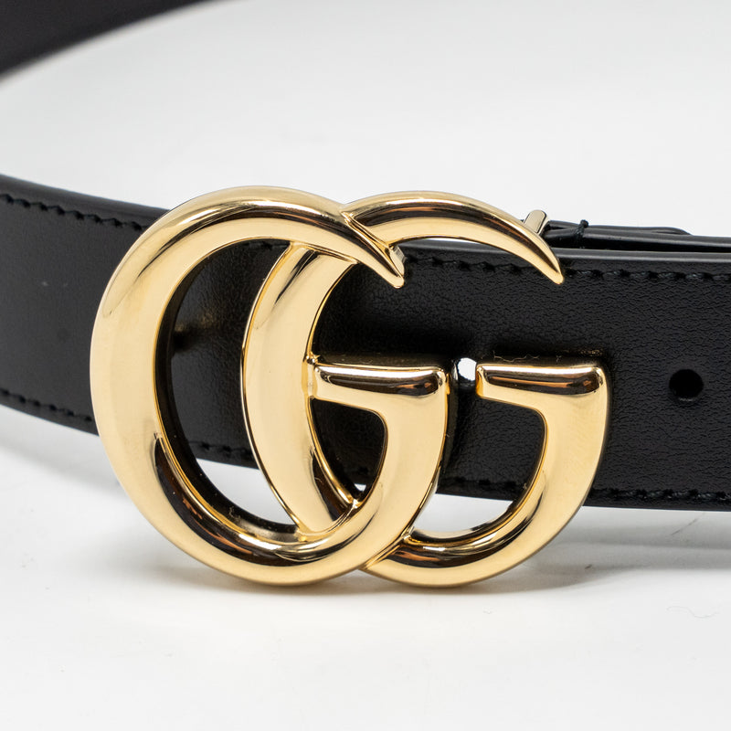 Gucci Size 90 GG Marmont Thin Belt Leather Black GHW