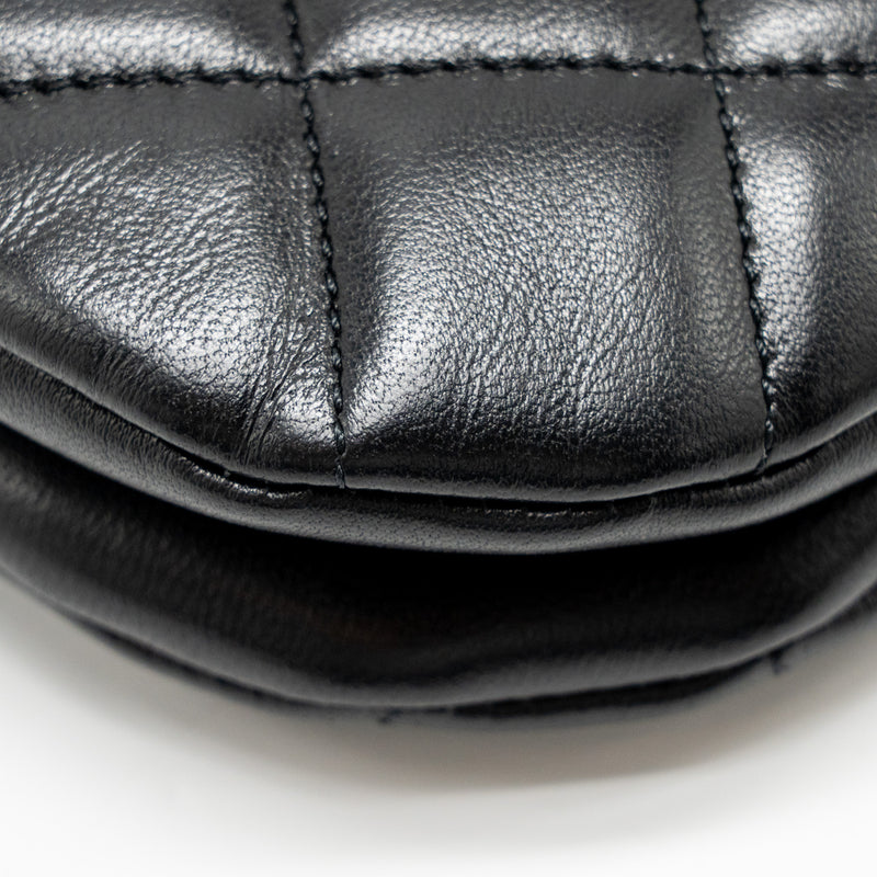 Chanel 24C Quilted Small Messenger Bag Black Lambskin GHW (Microchip)