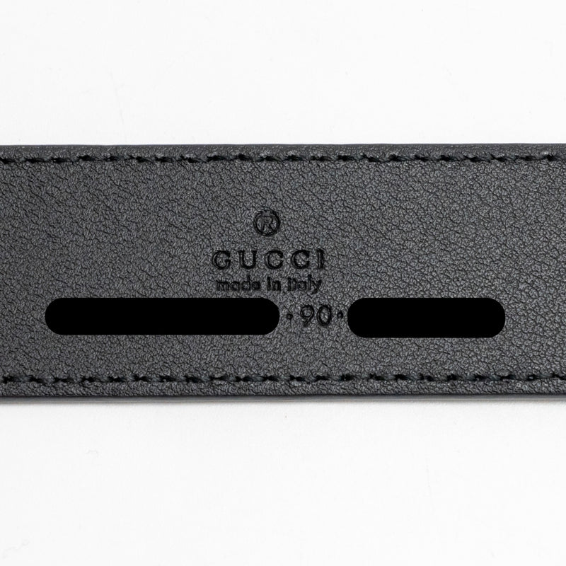 Gucci Size 90 GG Marmont Thin Belt Leather Black GHW
