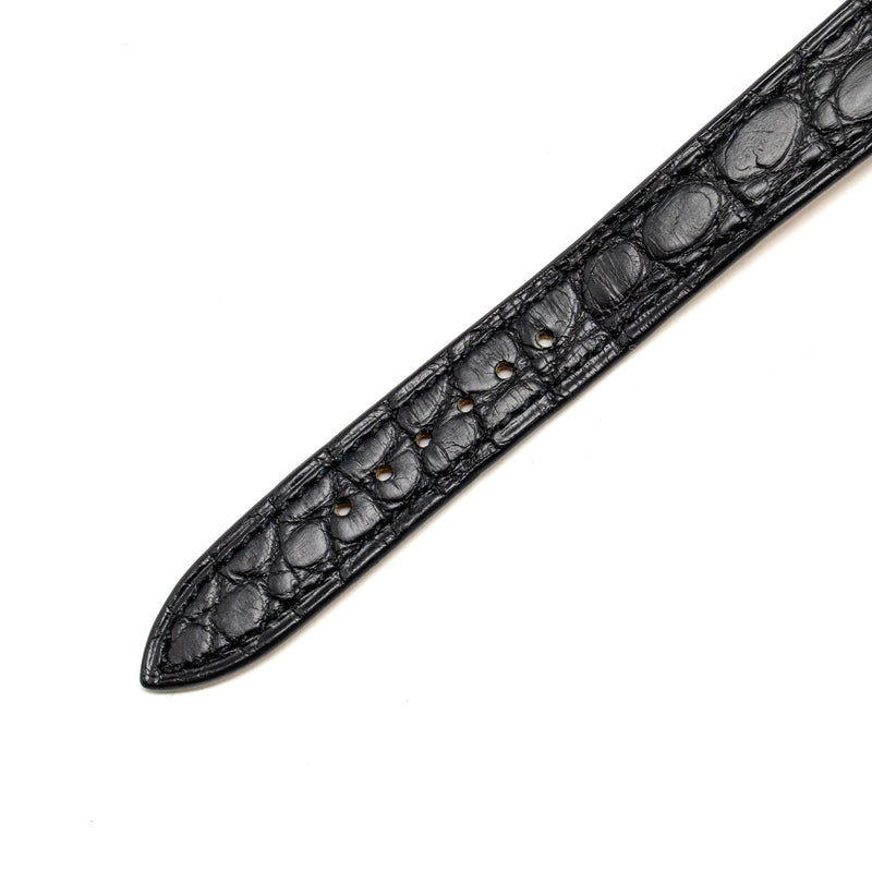 Hermes Cape Cod Watch Small Model 31mm Steel Case with Diamonds, Alligator Black Strap