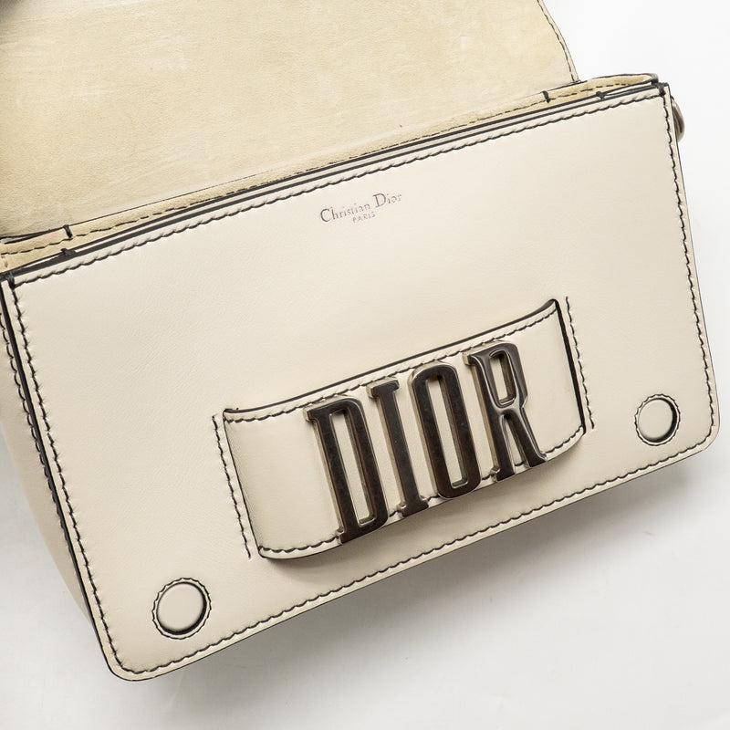 Dior Diorevolution Flap Bag Calfskin White SHW