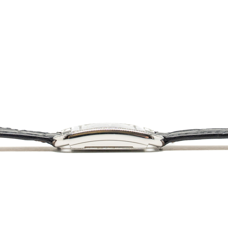 Hermes Cape Cod Watch Small Model 31mm Steel Case with Diamonds, Alligator Black Strap