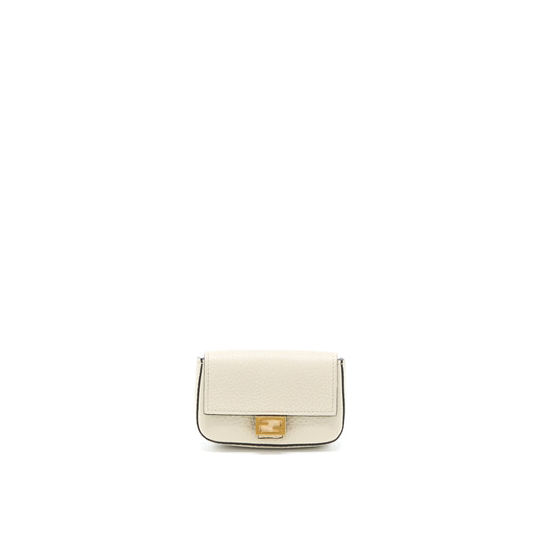 Fendi Micro Baguette Bag Charm Calfskin Cream GHW