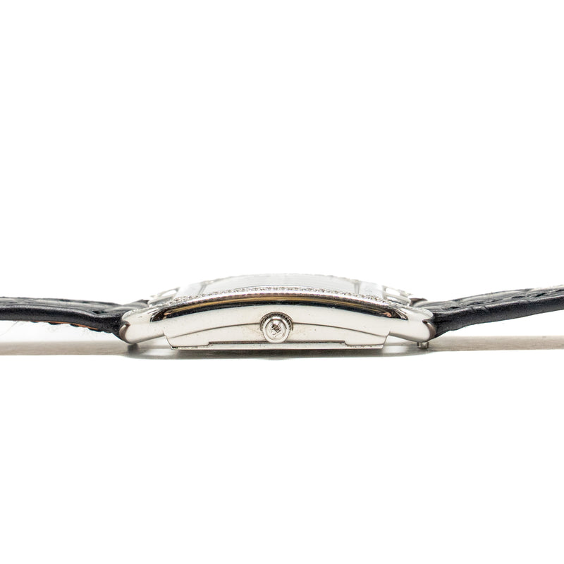 Hermes Cape Cod Watch Small Model 31mm Steel Case with Diamonds, Alligator Black Strap