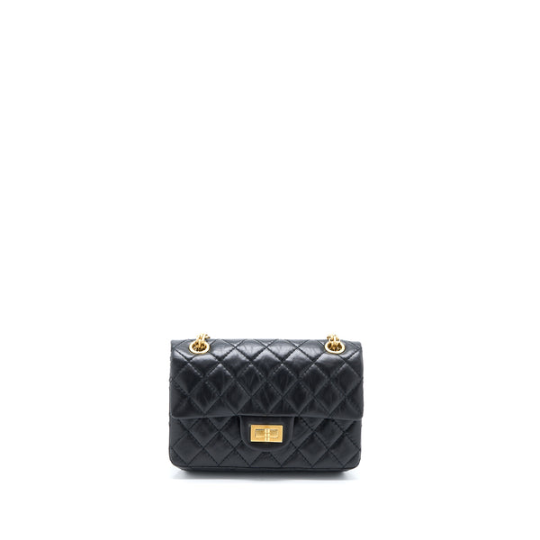 CHANEL Aged Calfskin Quilted 2.55 Reissue Mini Flap Black 1203033