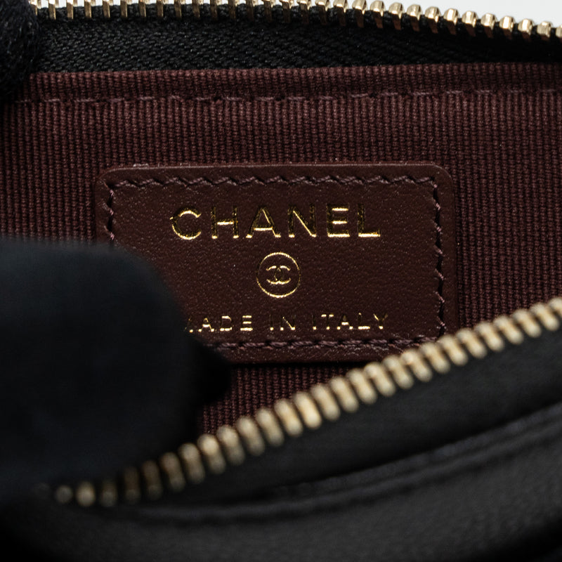 Chanel L zipper card holder caviar black GHW (microchip )