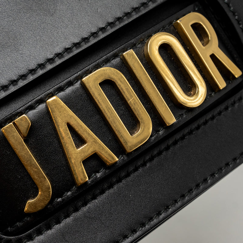 DIOR J'ADIOR Medium Flap Bag With Chain Leather Black GHW