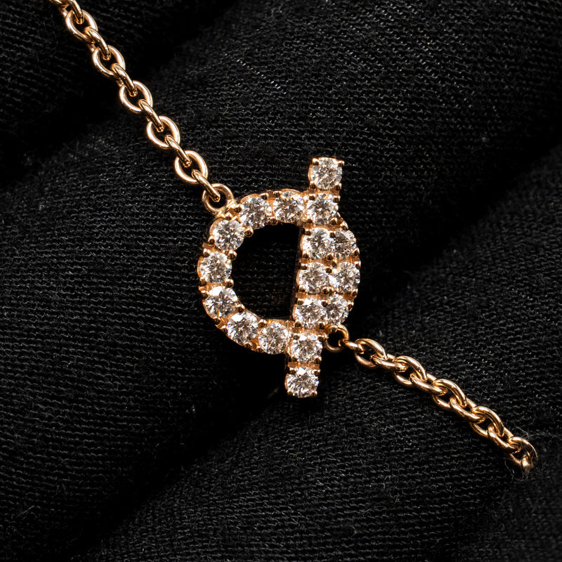 Hermes Size SH Finesse Bracelet Rose Gold, Diamonds
