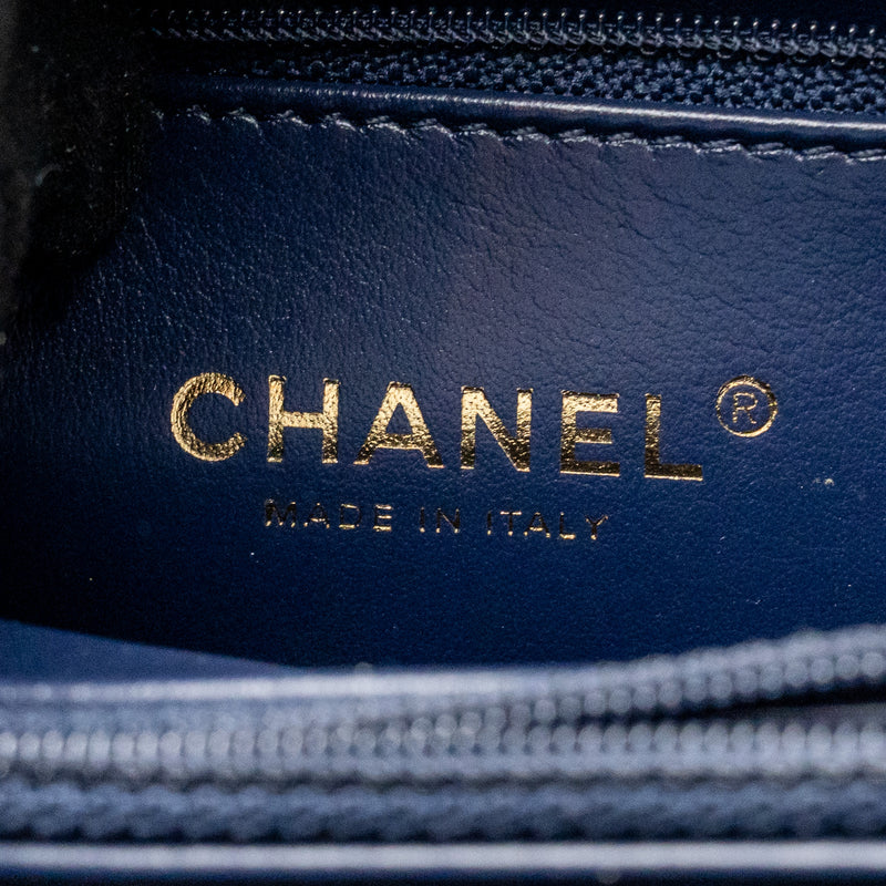 Chanel CC Top Handle Vanity Case Caviar Navy Blue GHW
