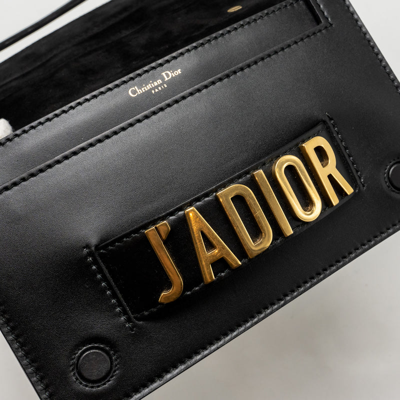 DIOR J'ADIOR Medium Flap Bag With Chain Leather Black GHW