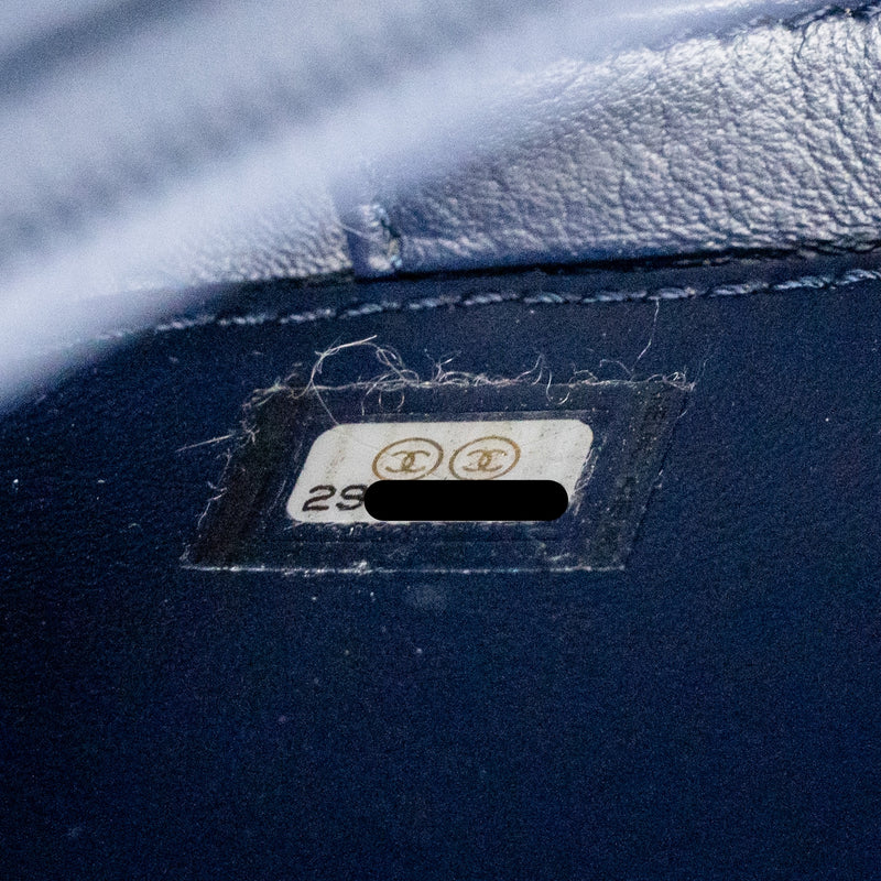 Chanel CC Top Handle Vanity Case Caviar Navy Blue GHW