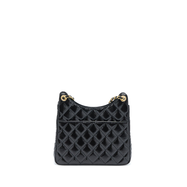 Chanel 23C Hobo Bag Shiny Calfskin Black Brushed GHW (Microchip)